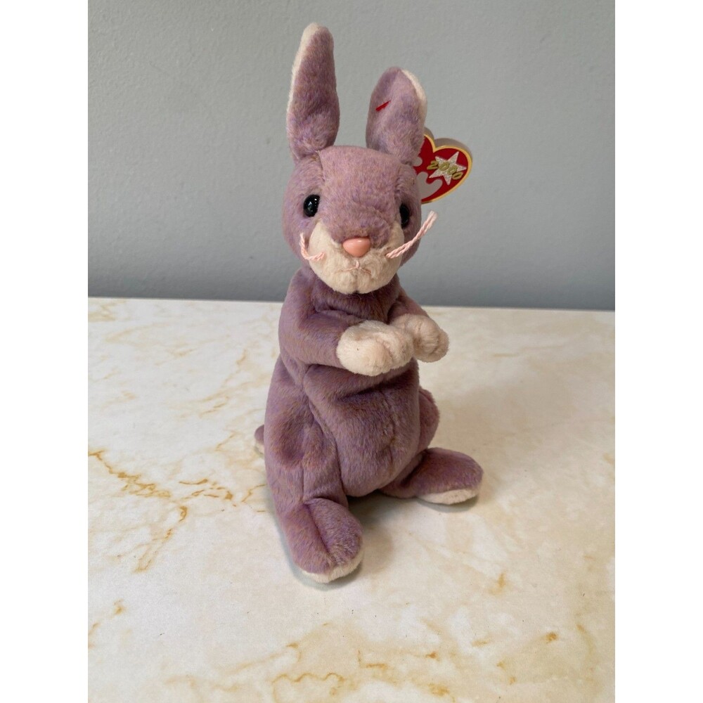 Rare Ty Beanie Baby SPRINGY The Lavender Bunny Rabbit DOB FEBRUARY 29, 2000